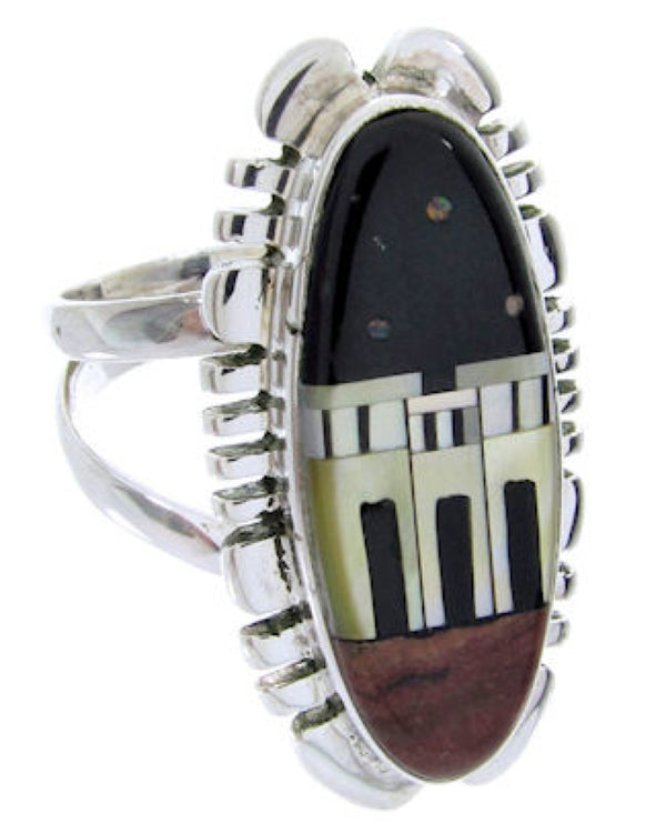 Silver Native American Design Multicolor Ring Size 4-3/4 YS68088
