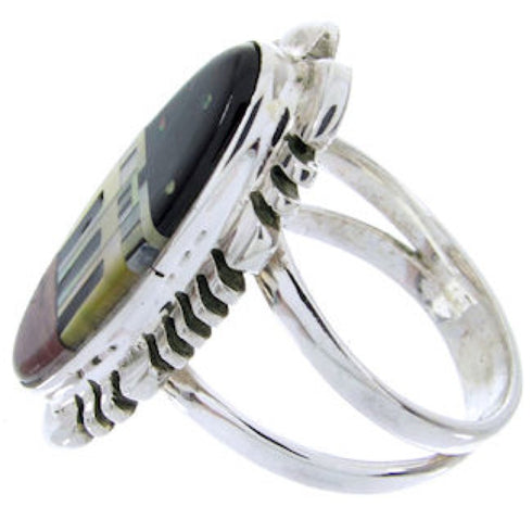Silver Native American Design Multicolor Ring Size 4-3/4 YS68088