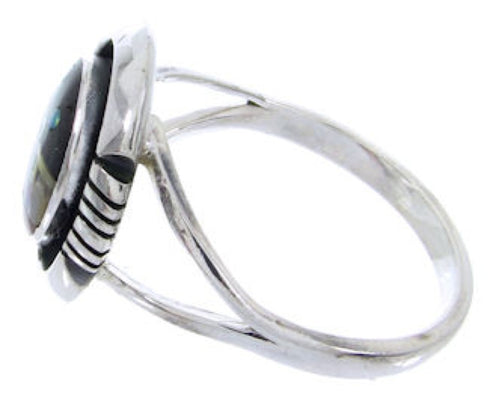 Silver Multicolor Native American Design Ring Size 8-1/2 YS68108