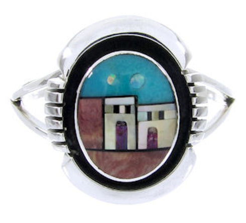 Native American Design Multicolor Silver Ring Size 4-3/4 YS68119