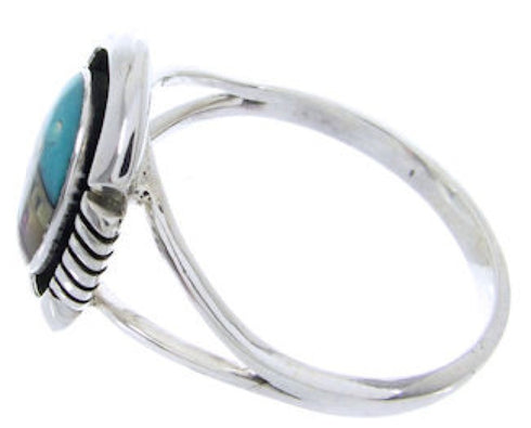 Native American Design Multicolor Silver Ring Size 8-1/2 YS68125