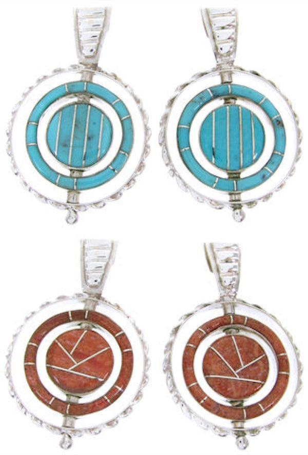 Southwest Reversible Post Turquoise And Apple Coral Earrings BW67830