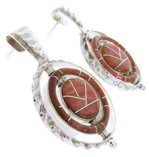 Southwest Reversible Post Turquoise And Apple Coral Earrings BW67830