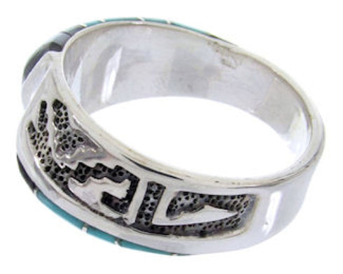 Southwest Multicolor Inlay Silver Jewelry Ring Size 5-3/4 YS68229