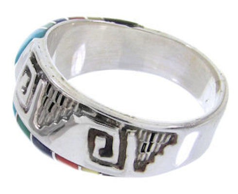 Southwest Sterling Silver Multicolor Water Wave Ring Size 5-1/4 WX81394