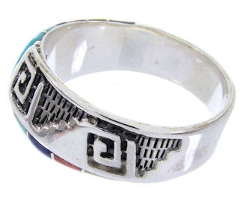 Southwest Water Wave Jewelry Silver Multicolor Ring Size 6-3/4 YS68341