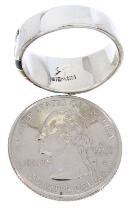 Southwest Jewelry Silver And Multicolor Water Wave Ring Size 5 YS68344