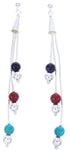 Hand Strung Liquid Sterling Silver Multicolor Post Earrings MW68141