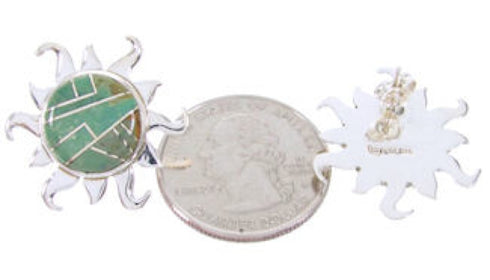 Southwest Jewelry Turquoise Silver Sun Inlay Post Earrings AW68251