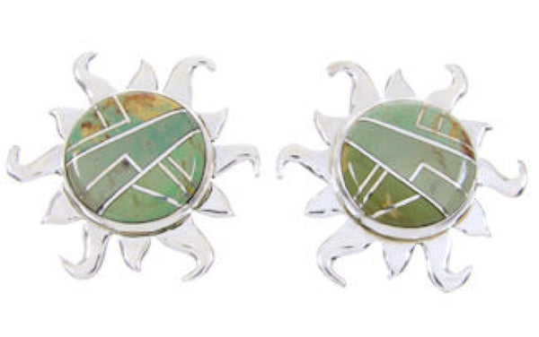Southwestern Turquoise Sterling Silver Sun Post Earrings AW68265