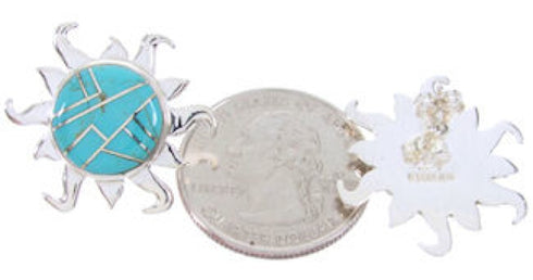 Southwest Jewelry Turquoise Sterling Silver Sun Post Earrings AW68286