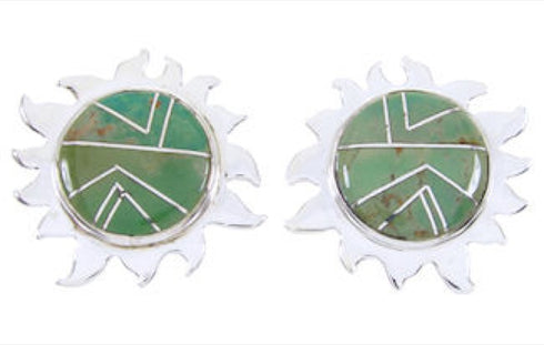 Southwest Sterling Silver And Turquoise Sun Post Earrings AW68224