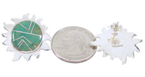 Southwest Sterling Silver Turquoise Sun Inlay Post Earrings AW68231