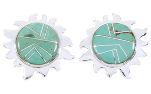 Southwestern Sterling Silver And Turquoise Sun Post Earrings AW68240