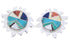Southwest Silver Multicolor Turquoise Sun Jewelry Earrings AW68201
