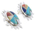 Southwest Silver Multicolor Turquoise Sun Jewelry Earrings AW68201