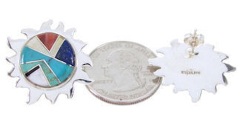 Southwest Silver Multicolor Turquoise Sun Jewelry Earrings AW68201