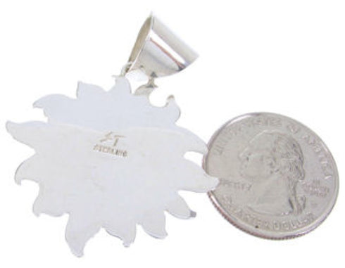 Turquoise Southwestern Sterling Silver Inlay Sun Pendant AW68177