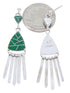 Southwestern Green Agate Inlay And Silver Post Dangle Earrings AW68498
