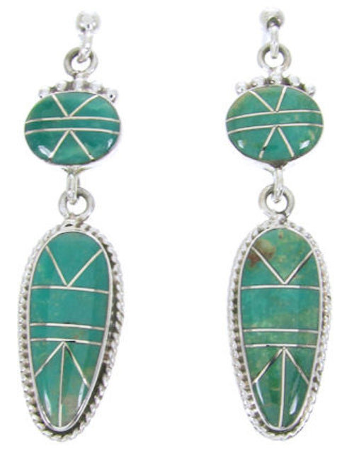 Southwest Jewelry Turquoise Sterling Silver Post Earrings AW68348