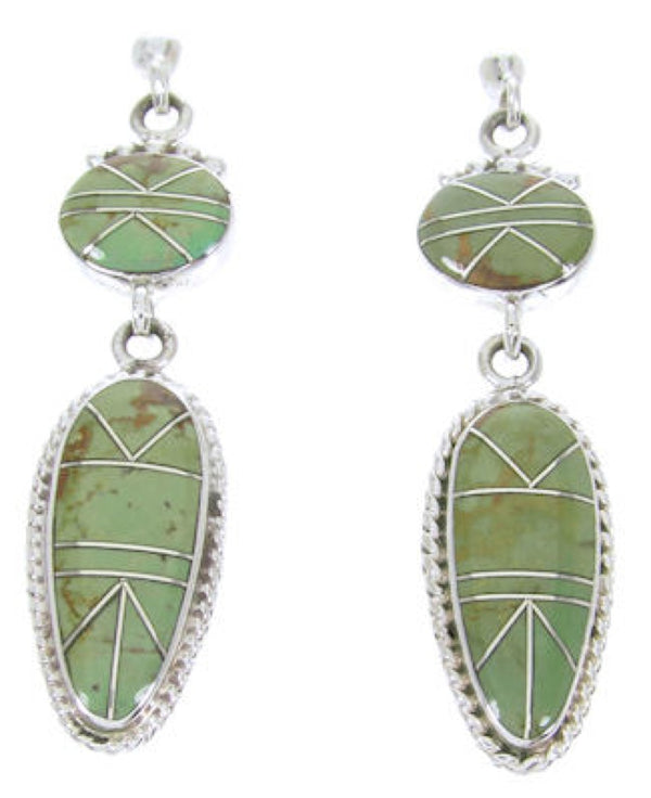 Southwest Turquoise Silver Inlay Jewelry Post Dangle Earrings AW68363