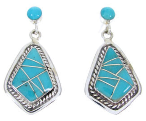 Southwest Turquoise and Silver Jewelry Post Dangle Earrings AW68475