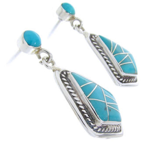 Southwest Turquoise and Silver Jewelry Post Dangle Earrings AW68475