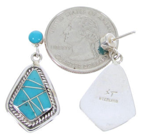 Southwest Turquoise and Silver Jewelry Post Dangle Earrings AW68475