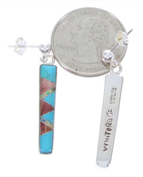 Multicolor Inlay Whiterock Wild Fire Post Dangle Earrings YS68537