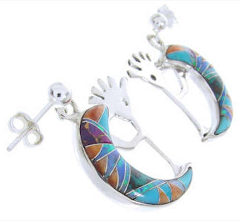 Multicolor Inlay Whiterock Sunrise Kokopelli Post Earrings YS68999