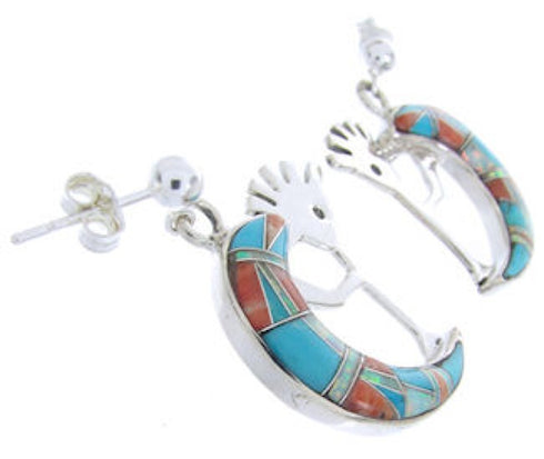 Multicolor Whiterock Wild Fire Kokopelli Post Dangle Earrings YS68559