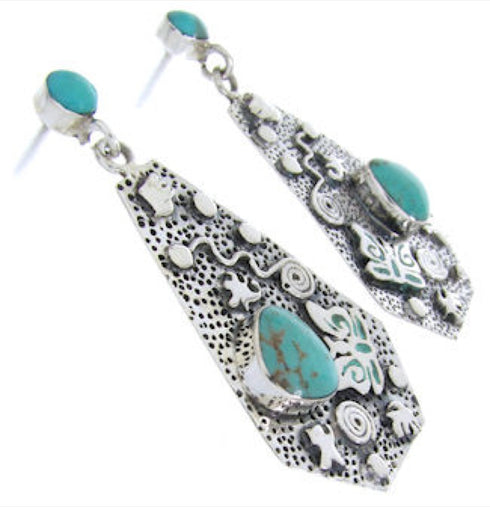 Southwest Turquoise Sterling Silver Butterfly Post Earrings AW68681