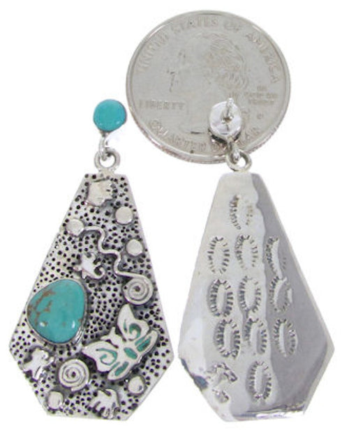 Southwest Turquoise Sterling Silver Butterfly Post Earrings AW68681