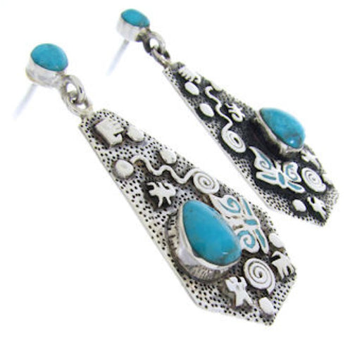 Southwestern Sterling Silver Turquoise Butterfly Post Earrings AW68685