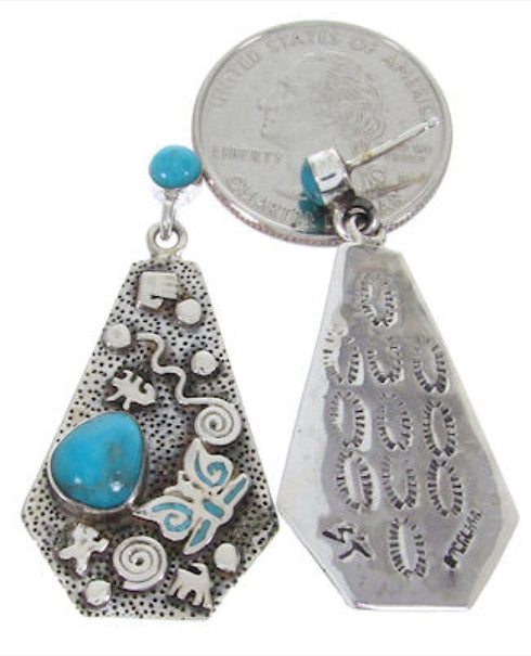 Southwestern Sterling Silver Turquoise Butterfly Post Earrings AW68685