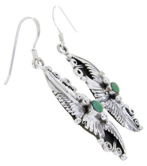 Southwest Turquoise And Sterling Silver Hook Dangle Earrings AW68657