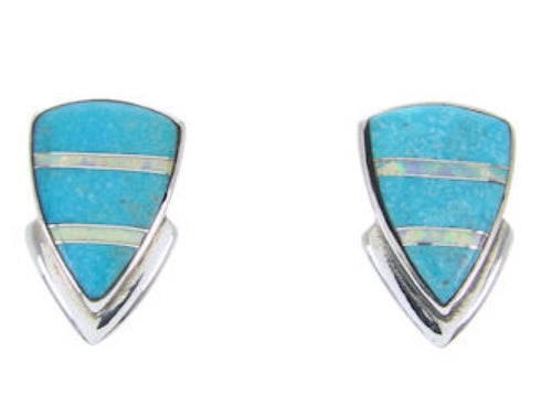Sterling Silver Turquoise Opal Inlay Post Earrings AW68696