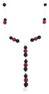 Liquid Sterling Silver Coral Onyx Bead Necklace MW68883