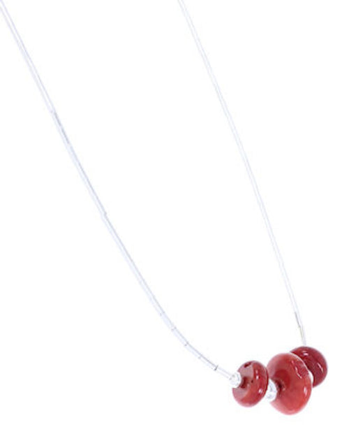 Liquid Sterling Silver Coral Jewelry Bead Necklace MW68792