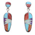 Turquoise Opal Multicolor Silver Post Dangle Earrings BW68922