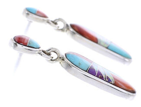 Turquoise Opal Multicolor Silver Post Dangle Earrings BW68922