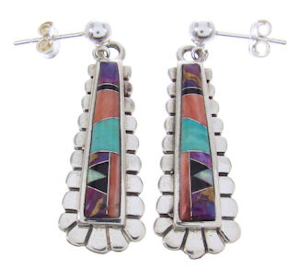 Sterling Silver Turquoise Multicolor Post Dangle Earrings AW69042