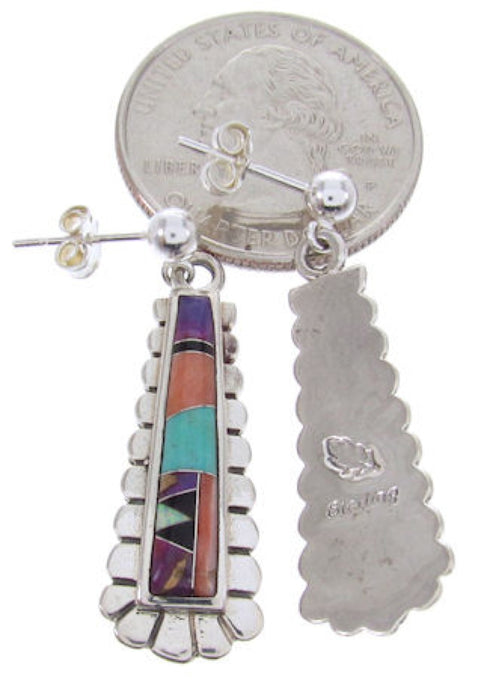 Sterling Silver Turquoise Multicolor Post Dangle Earrings AW69042