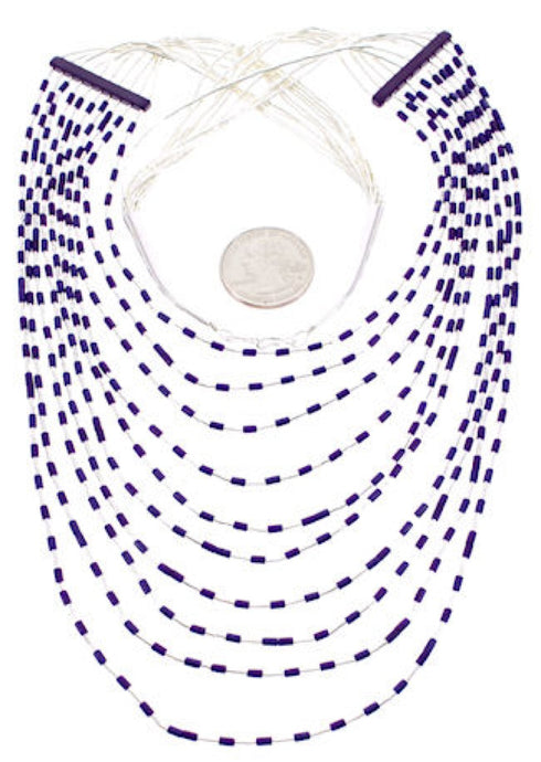 Liquid Silver 10-Strand Sugilite Bead Necklace BW69175
