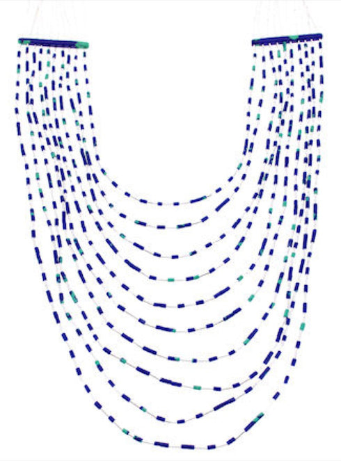 Azurite Liquid Silver 10-Strand Bead Necklace BW69178