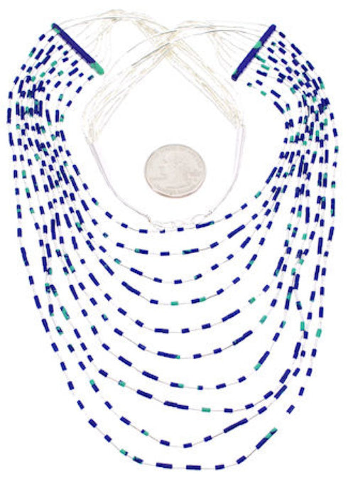 Azurite Liquid Silver 10-Strand Bead Necklace BW69178
