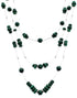 Liquid Silver 3-Strand Malachite Bead Necklace BW69189