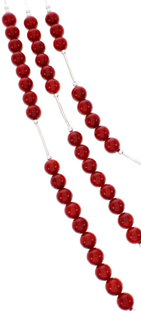 Coral Bead Jewelry Liquid Silver 3-Strand Necklace BW69195