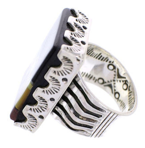 Silver Multicolor Native American Design Ring Size 5-3/4 YS69134