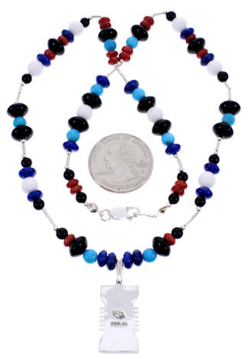 Multicolor Sterling Silver Bead Necklace PS71336